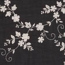 Black And White Floral Fabric By The Yard Black White Floral Embroidered Cotton Voile Cotton Voile Fabric Floral Fabric Floral