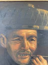 Framed Oil Panting Chinese Artist Smoking Pipe Sui Fung Lee Displayed Hong  Kong