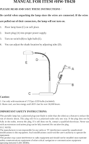 In a touch lamp, the electrical switch that turns the light on and off is inside the lamp, not. Hw T0420wh Table Lamp User Manual Hw T0420 Dong Guan City Howin Decoration Products