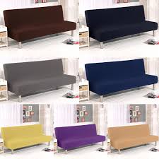 Elastic Stretch Sofa Cover Solid Color All Inclusive Folding Stretch Sofa Bed Cover Slipcover Couch Cover Without Armrests