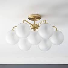 A light fixture (us english), light fitting (uk english), or luminaire is an electrical device that contains an electric lamp that provides illumination. Vega Brushed Brass Flush Mount Light Reviews Cb2