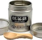 野口熊太郎茶園 Matcha Sifter Tin with Mesh Sifter and Wooden ...