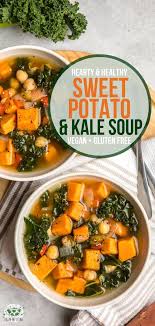 Sweet Potato Kale Soup Recipe Cozy Healthy From My Bowl Recipe Sweet Potato Kale Vegetarian Recipes Healthy Kale Soup Recipes