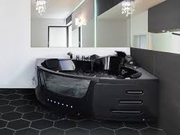 Schwarze matte acryl badewanne, freistehendes stein bad. Whirlpool Badewanne Mallorca Schwarz 12 Massage Dusen Glas Led Massage Gunstig Supply24