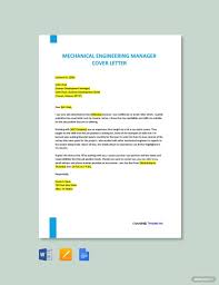 Free Mechanical Engineering Manager Cover Letter Word Google Doc Apple Mac Pages In 2020 Cover Letter Template Letter Templates Cover Letter Template Free