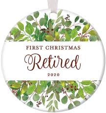 Unique retirement t retirement papers retirement party. First Christmas Retired Ornament Gift Idea 2020 Dated Retirement Party Keepsake Dedicated Employee Woman Coworker Retiring Job Pretty Eucalyptus Floral 3 Flat Circle Porcelain Collectible Decorations Home Home Decor Accents Urbytus Com