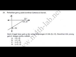 Bentuk umum, maka kita harus merubahnya dalam bentuk ini dan, persamaan garis lurus belum dalam bentuk y=mx+n, maka kita juga harus mengubahnya dalam bentuk ini. Menentuka Titik Potong Sumbu Pd Garis Yang Saling Tegak Lurus Unbk Smp 2018 Matematika 24 Youtube