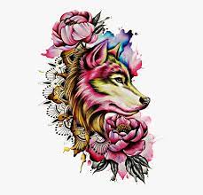 Watercolor silhouette of wolf head front view on whte background. Watercolor Wolf Tattoo Designs Colorful Wolf Tattoo Designs Hd Png Download Transparent Png Image Pngitem