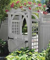 Garden Arbor With Arch And Walk Gate Wood Arbors Vinyl Arbors From Walpole Outdoors Garden Archway Garden Gates And Fencing Garden Gates