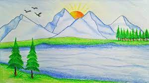 Most Beautiful Scenes Of The Nature Drawing How To Draw Scenery Of Mountain Step By Step Very Easy Youtube Facile A Dessiner Dessin Paysage Dessin Enfant