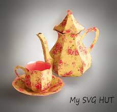 Download 3d Svg Teapot With Cup And Saucer Digital Download Etsy In 2021 Tea Pots Tea Crafts Paper Tea Cups