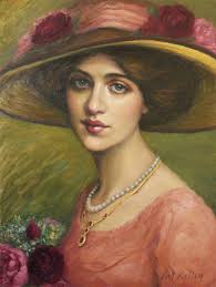 Lily Elsie Portrait: Original Ölgemälde auf Leinwand von Pat Kelley,  Edwardian Style