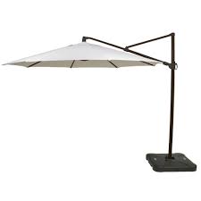 Hampton Bay 11 Ft Aluminum Cantilever Tilt Patio Umbrella In Off White With Black Pole Patio Umbrellas Offset Patio Umbrella Cantilever Patio Umbrella