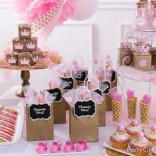 Princess Baby Shower Favor Bar Idea Party City Party City Baby Shower Princess Baby Shower Princess Theme Baby Shower Gifts For Guests