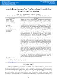 Berikut ini adalah pembahasan dan kunci jawaban matematika kelas 7 semester 1 halaman 204 206 bab 3 bentuk aljabar ayo kita berlatih 3 1 hal 204 206. Pdf Metode Pembelajaran Peer Teaching Sebagai Solusi Dalam Pembelajaran Matamatika