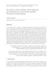 Maybe you would like to learn more about one of these? Pdf The Theory Of The Cell State And The Question Of Cell Autonomy In Nineteenth And Early Twentieth Century Biology