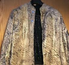 Details About Chicos Opulent Silver Faux Snakskin Jacket Size 2 L 12 249