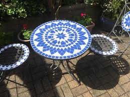 Garden Furniture Table Mosaic Table 60 Cm Blue White Garden Patio Coccinelli De