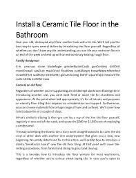 How to lay a subfloor. Install A Ceramic Tile Floor In The Bathroom