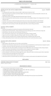 analyst, capital markets resume sample