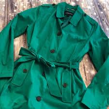 Lands End Women S Trench Sz Med Kerry Green