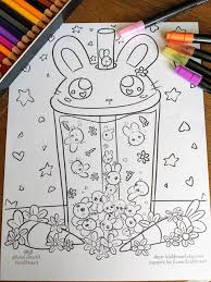Perfect gift for boba lovers, bubble tea drinkers and foodies! Free Cute Boba Bunny Art Coloring Page On My Ko Fi Page Free Coloring Pages Coloring Pages Bunny Art