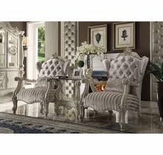 82161 included 1 end table 28 x 28 x 24h. Versailles 3 Pc Ivory Bone White Accent Chair End Table Set By Acme