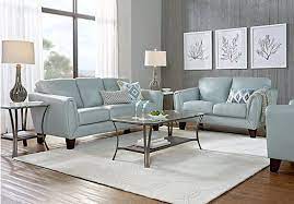 Livorno Aqua Leather 7 Pc Living Room Leather Living Room Furniture Leather Living Room Set Living Room Sofa Set