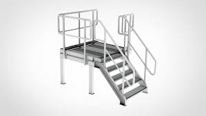 Industrial Staircase With Platform 3D CAD Model - Detailed ...