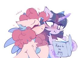259028 - safe, artist:mirtash, pinkie pie (mlp), twilight sparkle (mlp),  alicorn, earth pony, equine, fictional species, mammal, pony, feral,  friendship is magic, hasbro, my little pony, 2023, blushing, book, cute,  embarrassed, feathered