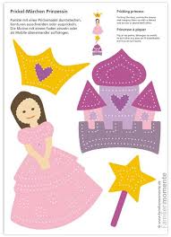 Prickel Marchen Prinzessin Bastelbogen Zum Prickeln Eines Mobiles Mit Marchenschloss Prinzessin Und Krone Marchen Basteln Bastelbogen Mobile Basteln