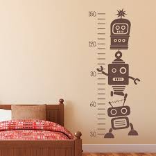 us 3 85 30 off removable robot growth chart vinyl wall decals kids room art decor stickers height measurement ruler in wall stickers from home