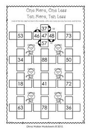 One More One Less Ten More Ten Less Worksheets And Printables Math Patterns Math Subtraction English Worksheets For Kids