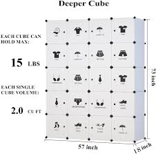 20 x 30 inches = 50.8 x 76.2 cm. Storage Home Organization Storage Cabinet Multi Use Diy Plastic 20 Cube Organizer Wardrobe Closet Black With White Door Unicoo Deeper Cube Bookcase Closet Organization Systems