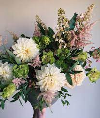 Cafe Dahlia Arrangement By Maximum Bloomage The flowers of pompon dahlias such as 'moor place' (pictured) and ball dahlias including 'jomanda' (pictured) and 'aurora's kiss' are larger than pompon dahlias and have a spiral arrangement of. cafe dahlia arrangement by maximum bloomage