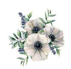 Watercolor White Anemone And Berry Bouquet Hand Painted Flower Eucalyptus Leaves White Berry And Flower Painting Loose Watercolor Flowers Floral Watercolor