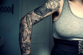 One of the latest fashions in tattooing is the blackout tattoo. Tattoo Sleeve In Black And White Botanical Illustration Style Best Sleeve Tattoos Sleeve Tattoos Nature Tattoos