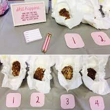 Scheisse Passiert Poopy Windel Spiel Baby Shower Games Ratet Mal Was Schokoriegel Gemacht H Baby Shower Funny Funny Baby Shower Games Creative Baby Shower