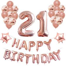 White & glitter gold honeycomb ball decoration with tail, 11 1/2in x 27 1/2in 11 1/2in x 27 1/2in cardstock & tissue paper decoration. Yoart 21st Birthday Decorations Rose Gold For Women And Girl Party Supplies 39 Piece With Happy Birthday Banner Confetti Latex Balloons Star Foil Balloons Buy Online In China At China Desertcart Com Productid