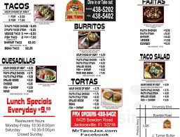 Maybe you would like to learn more about one of these? Mr Taco Food Truck Menu In Jacksonville Florida Usa