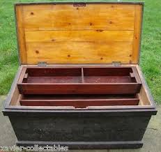 Huge Old Antique Vintage Wood Carpenter Wooden Tool Chest Box Cabinet Trunk Draw Wooden Tool Boxes Tool Chest Wood Tool Chest