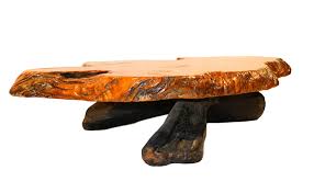 Reclaimed three inch thick teak wood coffee table with a natural oil finish. Mid Century Live Edge Wood Tree Slab Coffee Table Mary Kay S Furniture