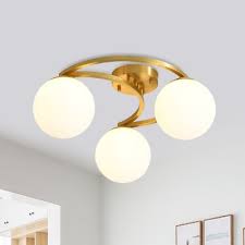Another popular kitchen light style is track lighting, which typically features multiple fixtures that you can angle in different directions. Bubble Cream Glass Flush Mount Lighting Modern 3 6 Light Brass Ceiling Light For Kitchen Beautifulhalo Com