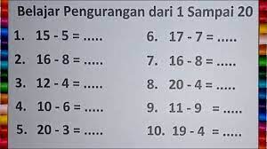 Media pembelajaran penjumlahan pohon penjumlahan |addition games for kids. Belajar Matematika Tentang Pengurangan Dari 1 Sampai 20 Untuk Tk Paud Dan Sd Youtube