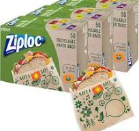 Ziploc Paper Sandwich and Snack Bags, Recyclable & Sealable with Fun  Designs, 150 Bags Total