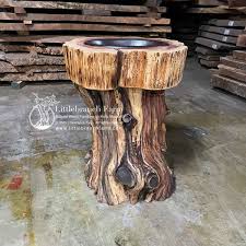 What would be the best finish to use on a cedar bathroom vanity? Handcrafted Cedar Log Vanity Natural Wood Sink Littlebranch Farm