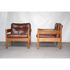 lodge or cottage style mid century scandinavian leather lounge chairs 1960s 3 leather lounge chair armchair vintage armchair