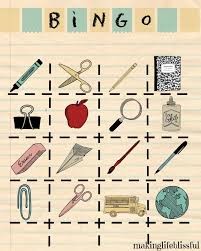 Simply collect some images based on the target vocabulary/grammar, make them into bingo cards for your students, and then play bingo by reading out words/sentences which uniquely identify an image. Back To School Printable Bingo Game Cards Making Life Blissful