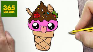 Cornet de creme glacee dessert kawaii dessin anime heureux icone. Comment Dessiner Creme Glacee Kawaii Etape Par Etape Dessins Kawaii Facile Youtube