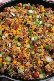 Add beans, tomatoes, chili powder and worcestershire sauce; Tex Mex Beef Skillet I Heart Recipes